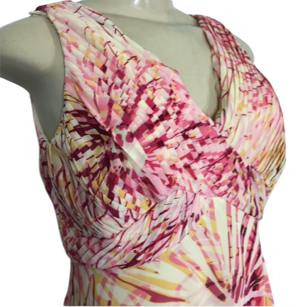 ADRIANNA PAPELL BOHO CHIC MULTI COLOR TIE DYE PLEATED CHIFFON MIDI DRESS 8 - Picture 2 of 10
